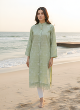 Sage Green Cotton Chikan kari