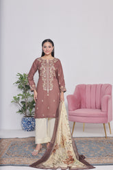 NSM Lawn 3pc (Stitched Embroidered)