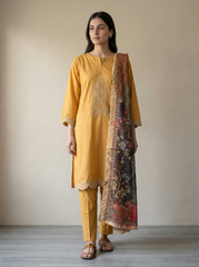 NSM 3 pcs Lawn Digital Embroidered