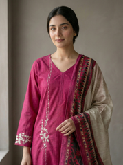 NSM 3 pcs Lawn Digital Embroidered (Stitched)