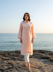 Peach Cotton Chikan kari