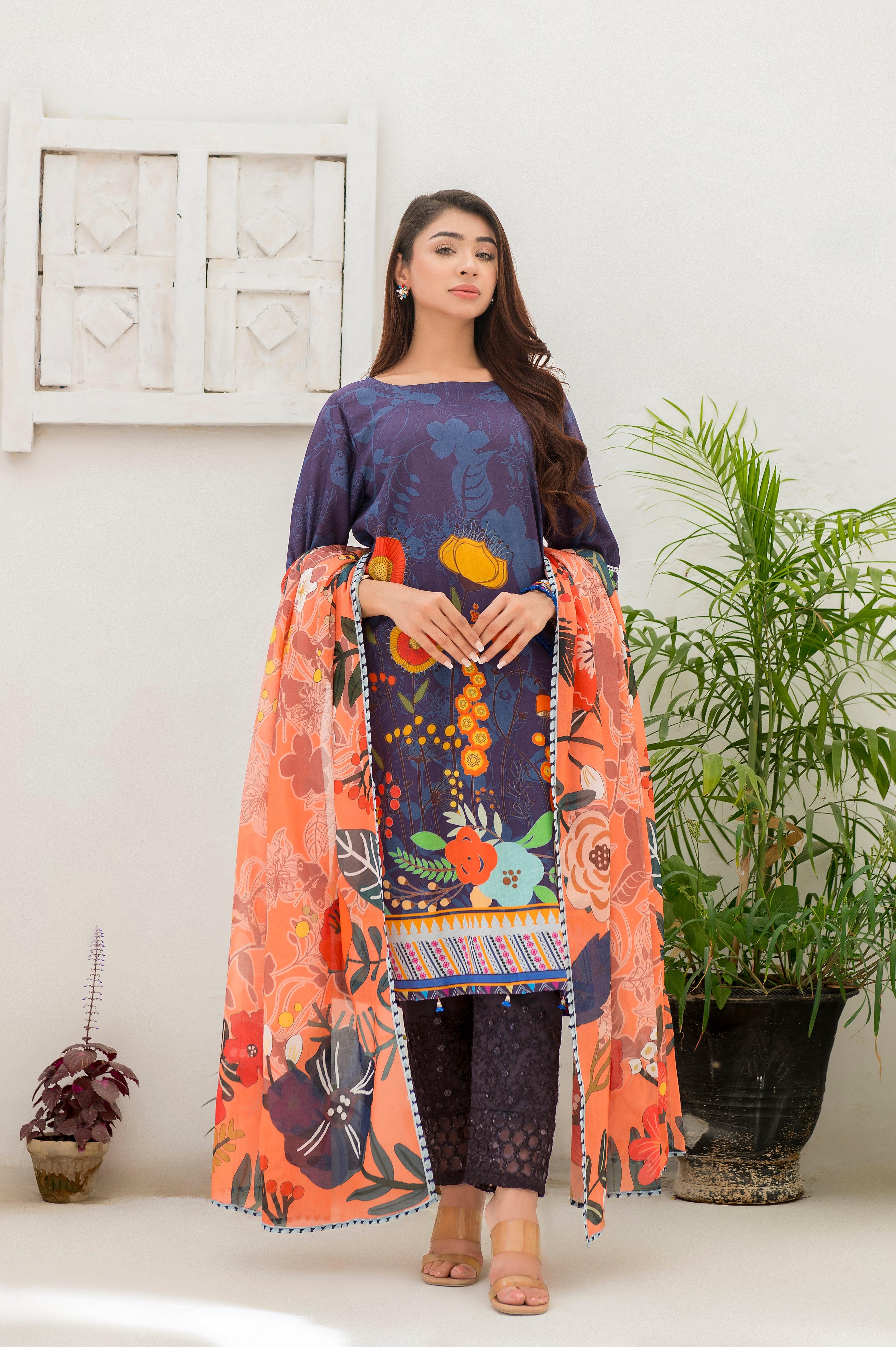 3pc Lawn (UnStitched) - populartextile