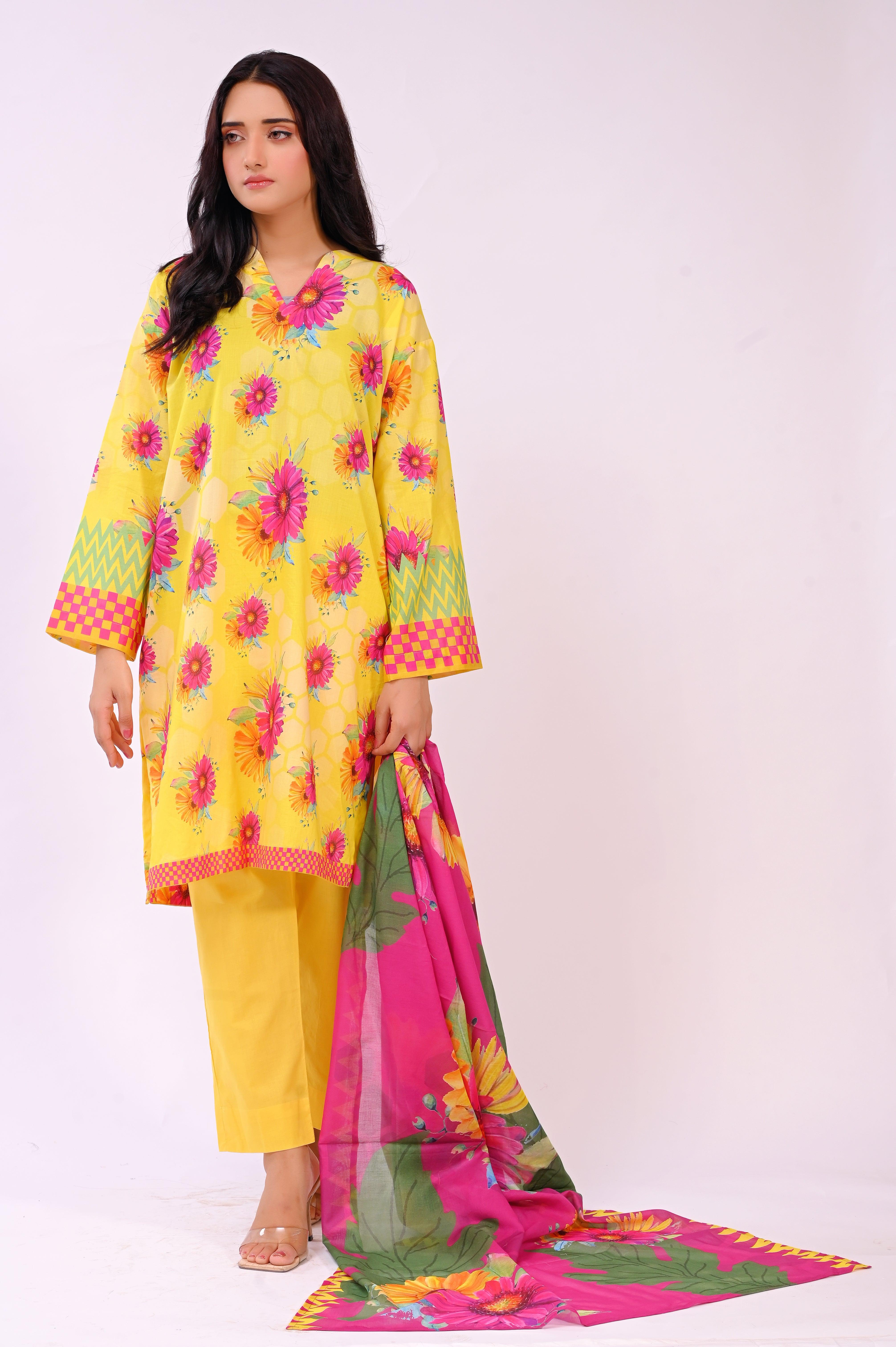 SM Lawn 3pc (UnStitched) - populartextile
