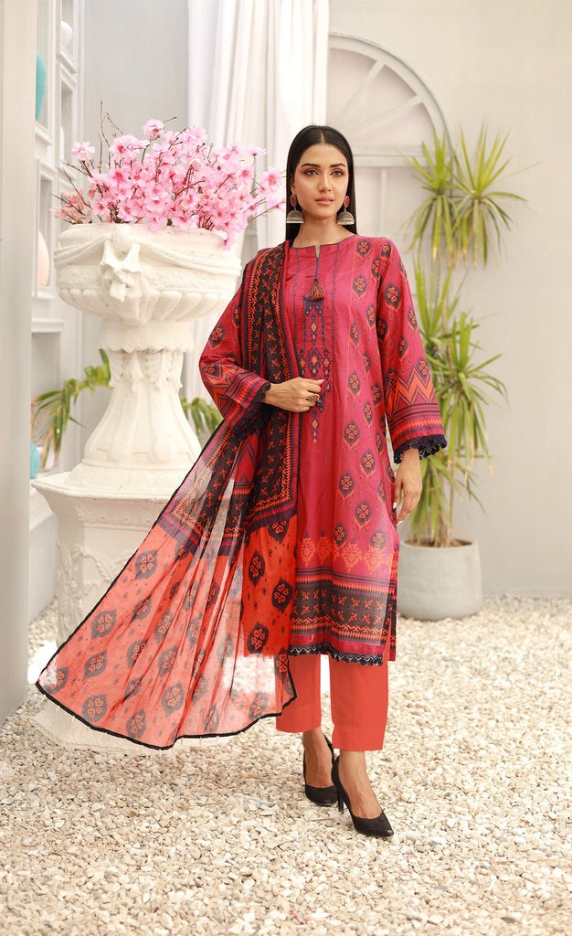 NSM EMBROIDERED 3PC RED