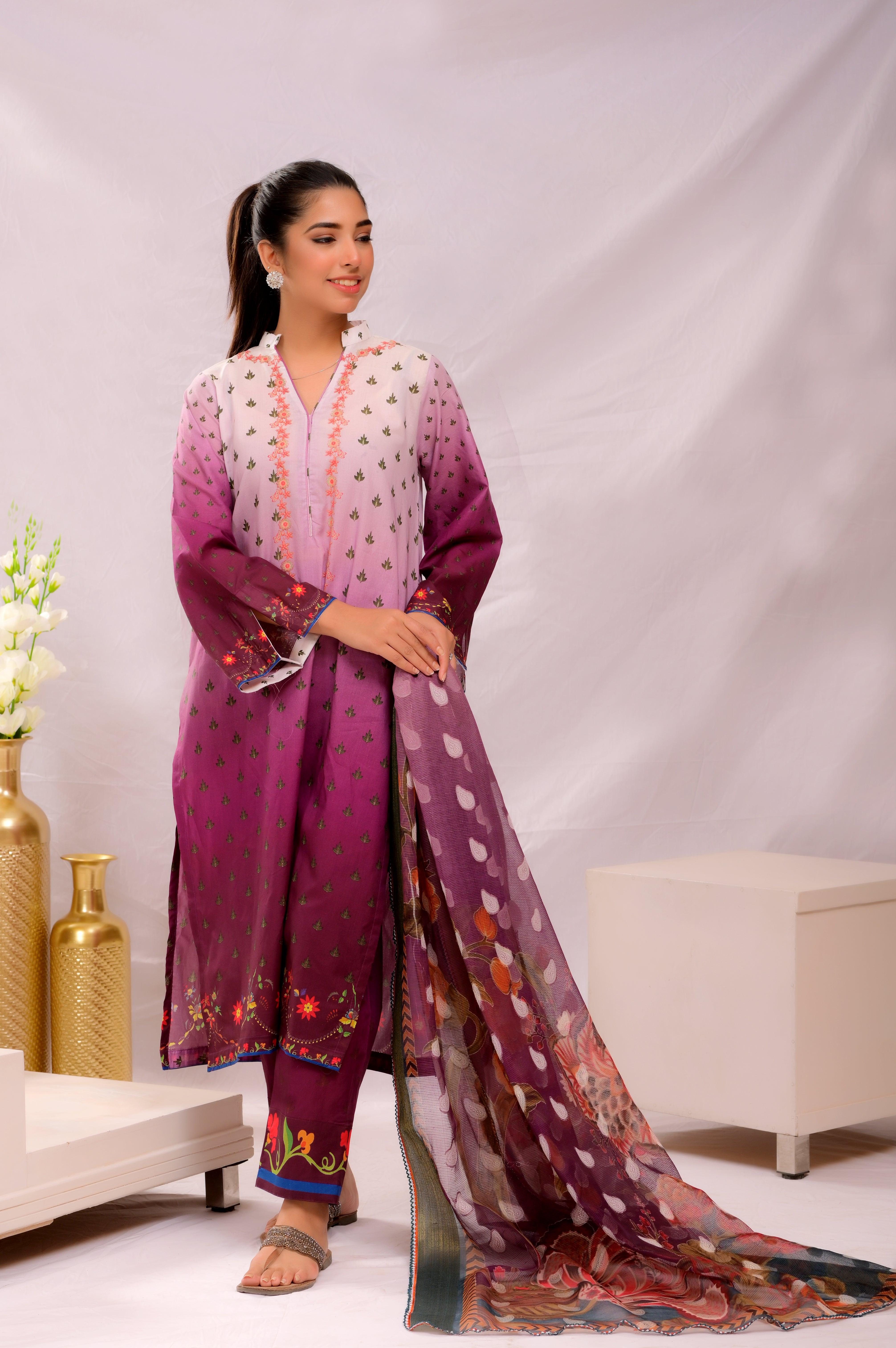 NSM Lawn 3pc (UnStitched) - populartextile